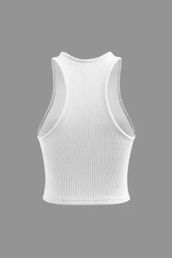 MICAS Tank Tops & Cami-Basic Rib Seam-detail Sleeveless Tank Top BEIGE