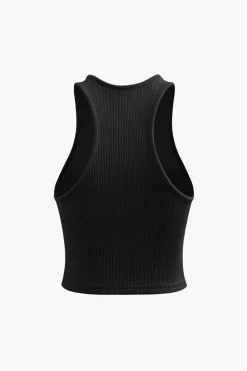 MICAS Tank Tops & Cami-Basic Rib Seam-detail Sleeveless Tank Top BEIGE