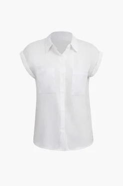 MICAS Blouses & Shirts-Basic Rolled Cuff Knotted Hem Shirt OPTICAL WHITE