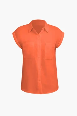 MICAS Blouses & Shirts-Basic Rolled Cuff Knotted Hem Shirt OPTICAL WHITE