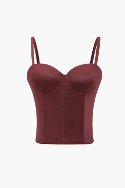 MICAS Tank Tops & Cami|Corset & Bustier Tops-Basic Solid Bustier Cami Top BURGUNDY