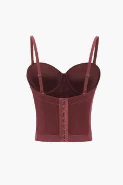 MICAS Tank Tops & Cami|Corset & Bustier Tops-Basic Solid Bustier Cami Top BURGUNDY