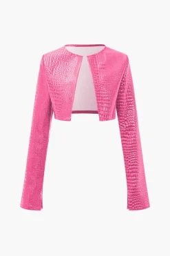 MICAS Outerwear|Outerwear-Basic Solid Crop Jacket