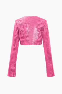 MICAS Outerwear|Outerwear-Basic Solid Crop Jacket