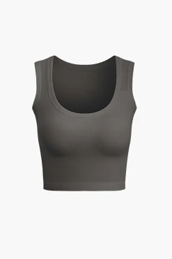 MICAS Tank Tops & Cami-Basic Solid Crop Tank Top