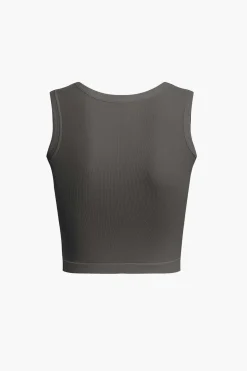 MICAS Tank Tops & Cami-Basic Solid Crop Tank Top