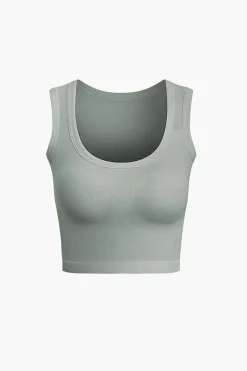 MICAS Tank Tops & Cami-Basic Solid Crop Tank Top