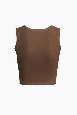 MICAS Tank Tops & Cami-Basic Solid Crop Tank Top