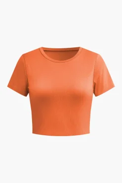 MICAS Pant Sets-Basic Solid Crop T-shirt And Pleated High Waist Wide Leg Pants Set