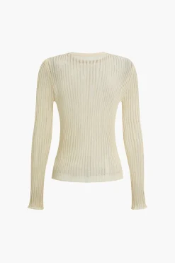 MICAS Knit Tops-Basic Solid Knit Long-Sleeve Top