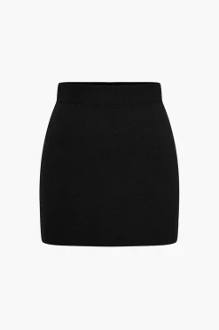 MICAS Knitwear|Knit Bottoms-Basic Solid Knit Mini Skirt