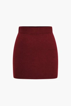 MICAS Knitwear|Knit Bottoms-Basic Solid Knit Mini Skirt