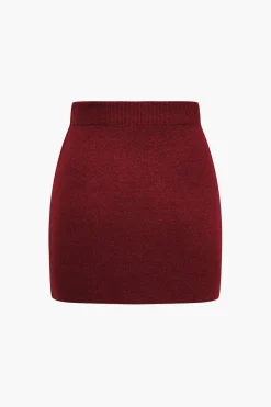 MICAS Knitwear|Knit Bottoms-Basic Solid Knit Mini Skirt