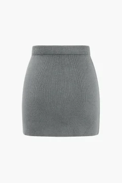 MICAS Knitwear|Knit Bottoms-Basic Solid Knit Mini Skirt