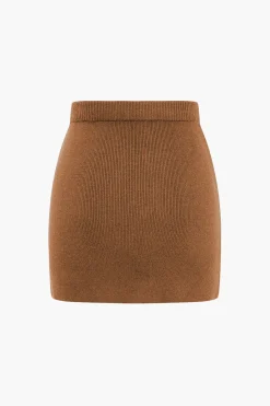 MICAS Knitwear|Knit Bottoms-Basic Solid Knit Mini Skirt