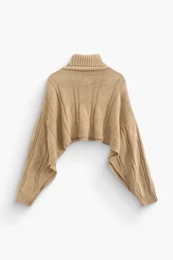 MICAS Knitwear|Knit Tops-Basic Solid Knit Mock Neck Long-Sleeve Top WHEAT