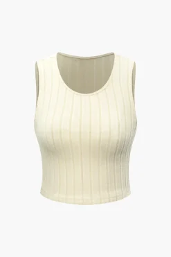 MICAS Pant Sets-Basic Solid Knit Tank Top And High Waist Pants Set