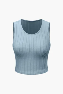 MICAS Pant Sets-Basic Solid Knit Tank Top And High Waist Pants Set