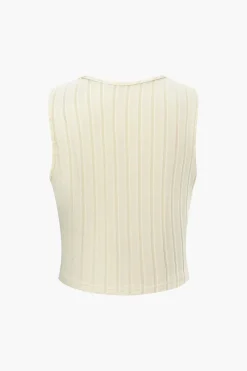 MICAS Pant Sets-Basic Solid Knit Tank Top And High Waist Pants Set