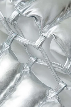 MICAS Skirts-Basic Solid Lace-Up Mini Skirt SILVER