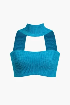 MICAS Knitwear|Knit Tops-Basic Solid Ribbed Knit Crop Tank Top