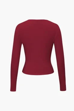 MICAS Long Sleeve Tops|Long Sleeves Tops-Basic Solid Round Neck Long Sleeve Top