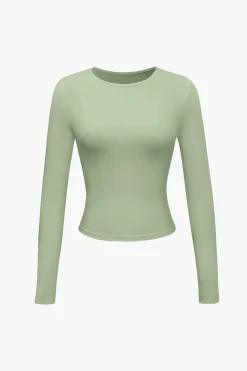 MICAS Long Sleeve Tops|Long Sleeves Tops-Basic Solid Round Neck Long Sleeve Top