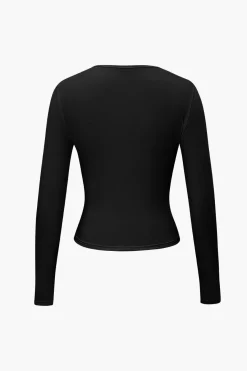 MICAS Long Sleeve Tops|Long Sleeves Tops-Basic Solid Round Neck Long Sleeve Top