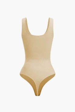 MICAS Bodysuits-Basic Solid Round Neck Sleeveless Bodysuit