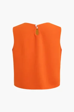 MICAS Pant Sets|Vacation Sets-Basic Solid Sleeveless Top And Straight Leg Pants Set