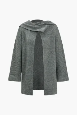 MICAS Outerwear|Outerwear-Basic Solid Sweater Cardigan STEEL