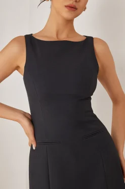 MICAS Mini Dresses-Basic Solid Tank Mini Dress DARK GRAY