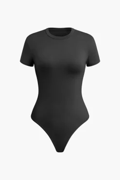 MICAS Bodysuits-Basic Solid T-shirt Bodysuit