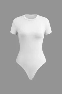 MICAS Bodysuits-Basic Solid T-shirt Bodysuit