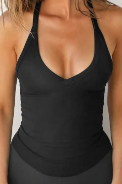 MICAS Tank Tops & Cami-Basic Solid V-neck Tank Top