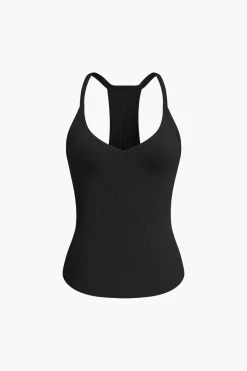 MICAS Tank Tops & Cami-Basic Solid V-neck Tank Top