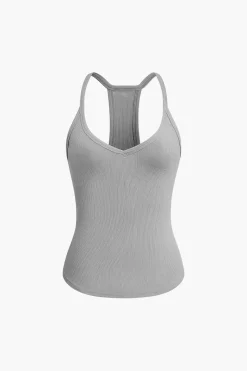 MICAS Tank Tops & Cami-Basic Solid V-neck Tank Top
