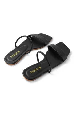 MICAS Shoes|Shoes-Basic Square Toe Flat Slide Sandals