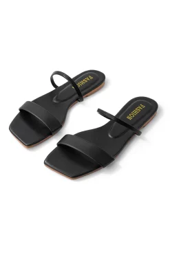 MICAS Shoes|Shoes-Basic Square Toe Flat Slide Sandals