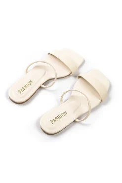 MICAS Shoes|Shoes-Basic Square Toe Flat Slide Sandals