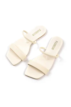 MICAS Shoes|Shoes-Basic Square Toe Flat Slide Sandals