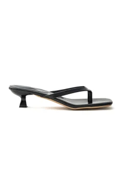 MICAS Shoes|Shoes-Basic Square Toe Thong Heeled Sandals