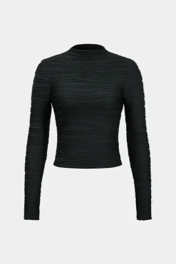 MICAS Long Sleeve Tops|Long Sleeves Tops-Basic Textured Long-Sleeve Top