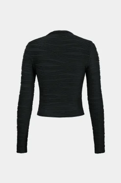 MICAS Long Sleeve Tops|Long Sleeves Tops-Basic Textured Long-Sleeve Top