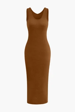 MICAS Skirt Sets-Basic V-neck Sleeveless Maxi Dress And Hooded Crop Sweatshirt Set