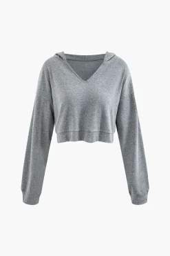 MICAS Skirt Sets-Basic V-neck Sleeveless Maxi Dress And Hooded Crop Sweatshirt Set