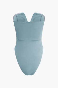 MICAS Bodysuits|Tube Tops-Basic V-neck Strapless Bodysuit