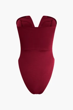 MICAS Bodysuits|Tube Tops-Basic V-neck Strapless Bodysuit
