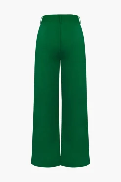 MICAS Pants-Basic Wide Leg Suit Pants GREEN