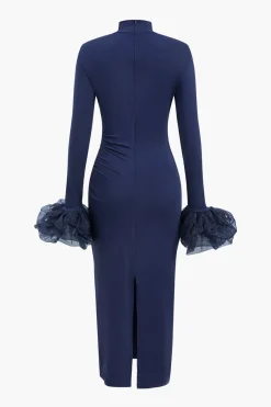 MICAS Long Sleeve Dresses|Maxi Dresses-Bell Sleeve Long Sleeve Maxi Dress DARK BLUE